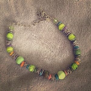 silver beaded necklace